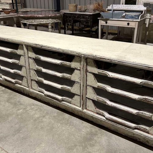 A Large Painted Haberdashers Cabinet With Glass Fronted Drawers Circa 1930