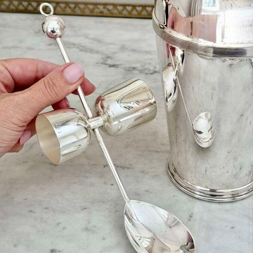 Art Deco cocktail bar spoon & spirit measure in one C1920s