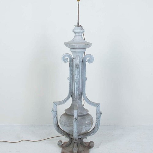 Large 19th Century Zinc Finial Converted to Lamp