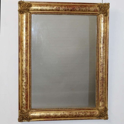 Antique French Mirror With Beautiful Etched Frame