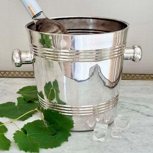 X large Art Deco Anglo Indian silver plated champagne wine ice bucket cooler