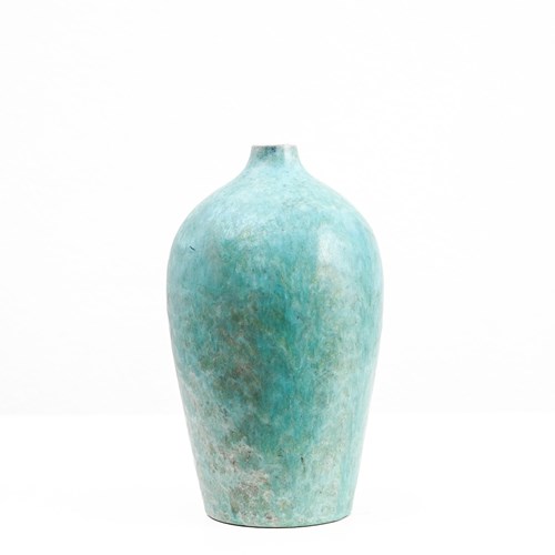 Turquoise Glazed Ceramic Ovoid Vase By Marcello Fantoni (1915–2011), Florence