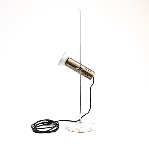 Chromed Metal And Marble Table Lamp By Alain Richa