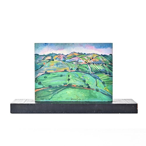 “Colline” 1993 Oil On Wood Painting/Sculpture By Ettore Fico, Italy