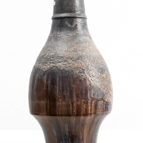 Grey And Charcoal Volcanic-Glazed Ceramic Bottle By Marcello Fantoni (1915–2011)