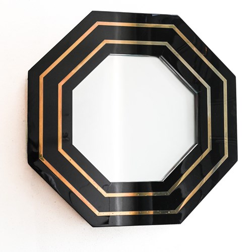 Octagonal Stepped Lacquer Wall Mirror — Attributed To Jean-Claude Mahey