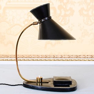 ツンデレ ケントクラシカル　オーバル１DR アクセント　ホールキャビネット Jacques Adnet Desk Lamp — Hide & Brass - Decorative Collective