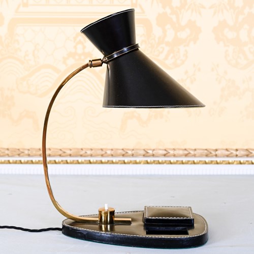 Jacques Adnet Desk Lamp — Hide & Brass
