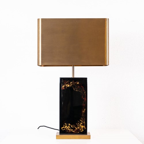 Rare lacquer table lamp by Charles Paris