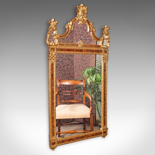 Tall Vintage Hall Mirror, Continental, Gilt Gesso, Glass, Overmantle, Italianate