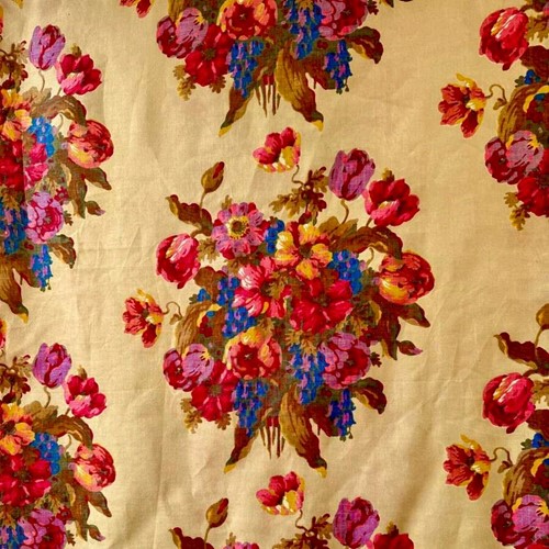Floral Bouquets Printed Cotton Length English 20th Century
