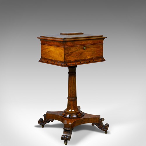 Antique Teapoy, English, William IV, Rosewood, Work Box, 19th Century Circa 1835