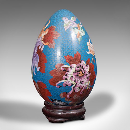 Vintage Decorative Egg, Chinese, Cloisonne, Ornament, Late Art Deco, Circa 1940