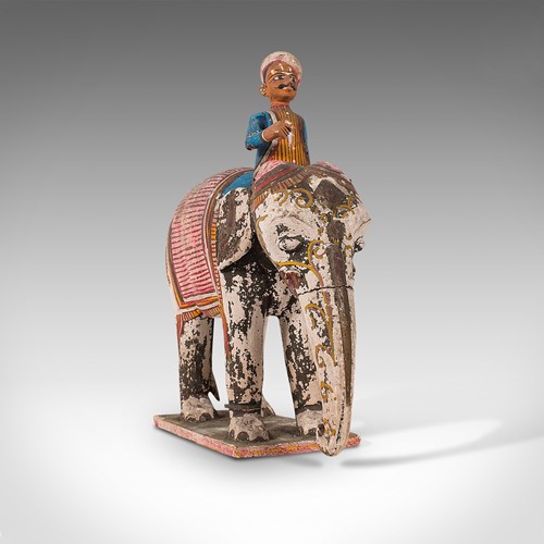 Antique Decorative Elephant and Mahout, Indian, Figure, Early Victorian, C.1850