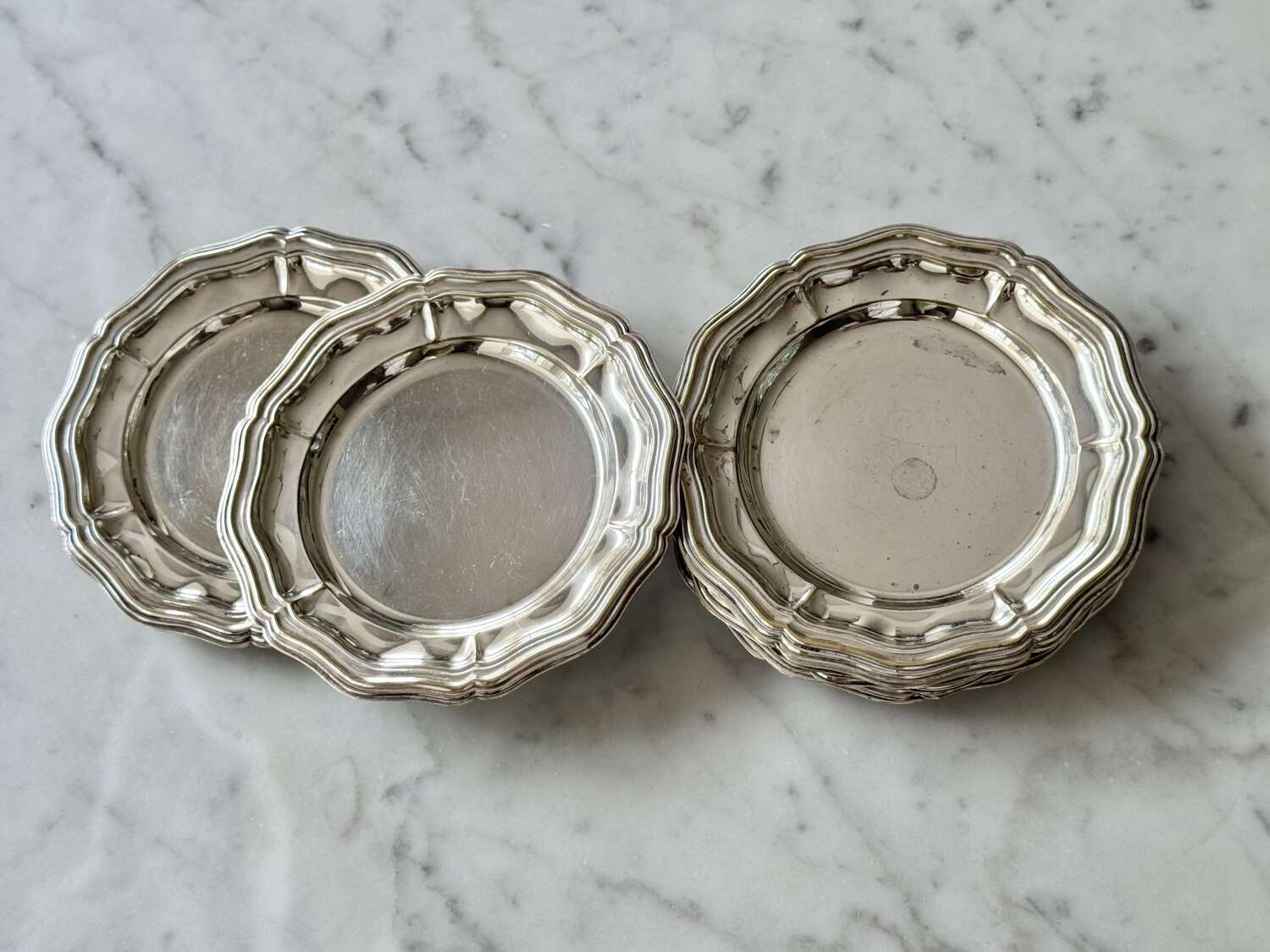 12 Italian silver plated coaster plates C1960 - Decorative Collective