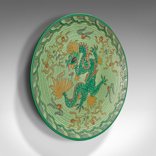 Vintage Hanging Charger Plate, English, Ceramic, decorative Fruit Dish, C.1940