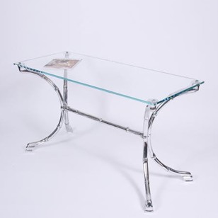 Aluminium Faux Bamboo & Glass Console Table