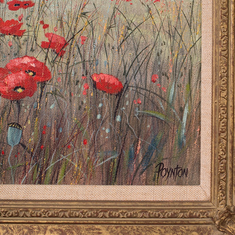 Vintage poppy seed flower oil painting 2024 signed