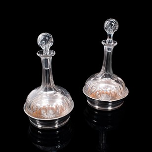Pair Of Antique Decanters And Stand...