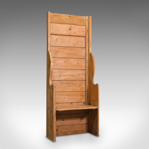 Antique Provincial Settle, English, Pine, Farmhouse Seat, Victorian, Circa 1900