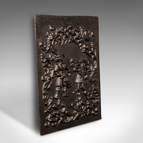 Antique Relief Fire Back, English, Cast Iron Decorative Panel, Victorian, C.1850