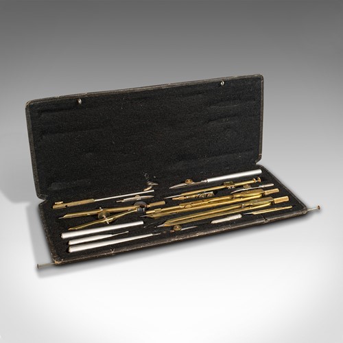 Antique Drawing Instrument Set, German, Cartographer, Technical, Richter, C.1910