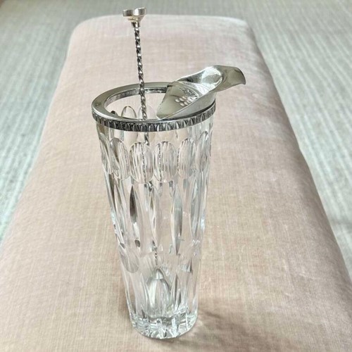 Superb Cut Crystal & Silver Plated Cocktail Mixing Jug & Spoon