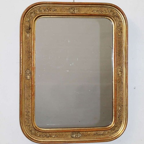 Antique French Gilt Mirror With Curved Corners