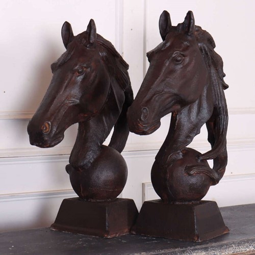 Pair Of Cast Iron Horseheads