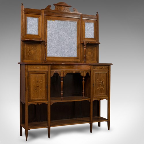 Antique Sideboard, English, Rosewood, Dresser, Boxwood Inlay, Victorian, C.1900