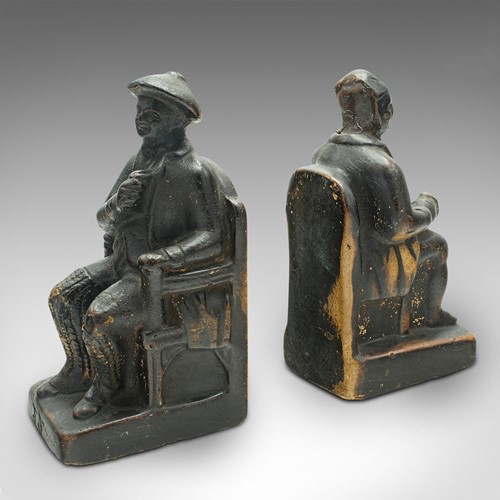 Pair Of Antique Figurative Bookends, Dutch, Book Rest, Desktop, Victorian, 1900