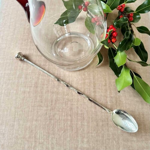 Art Deco silver plated Long Cocktail Muddling Stirrer Spoon.
