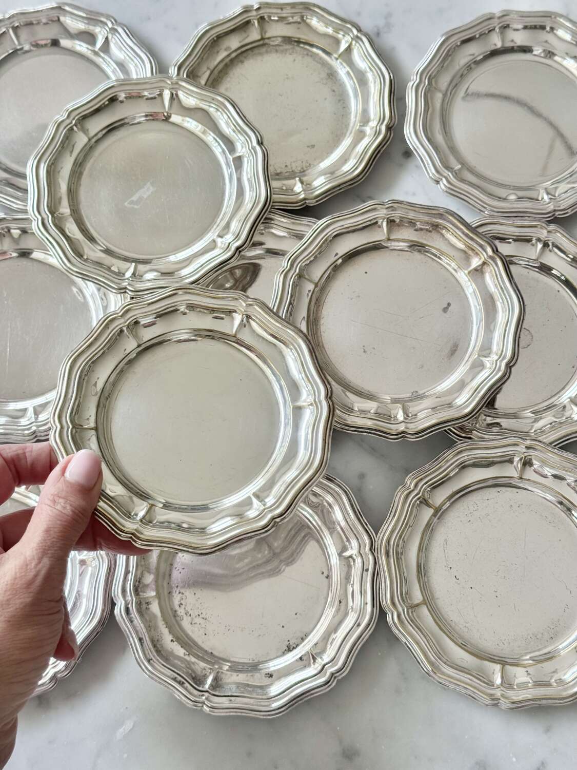 12 Italian silver plated coaster plates C1960 - Decorative Collective