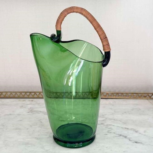 Mid-Century Italian Empoli Green Glass Pitcher C1960