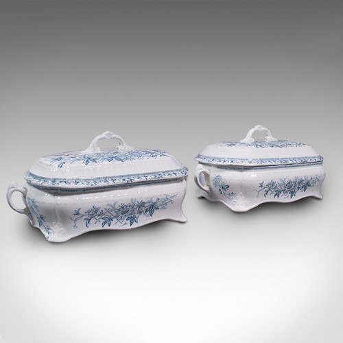 Pair Of Antique Serving Tureens, English, Ceramic, Lidded Dish, Victorian, 1900