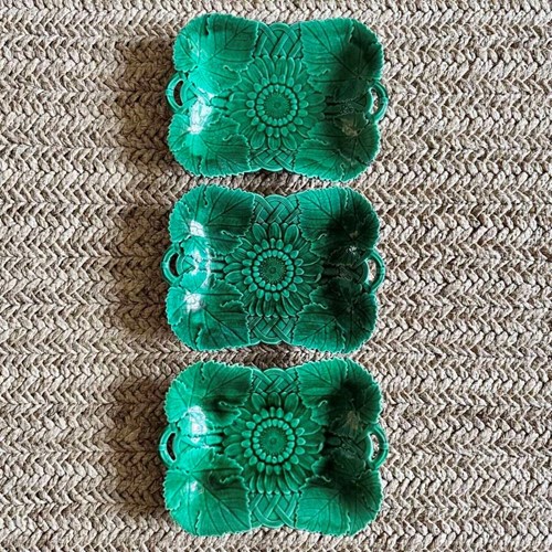 3 Large Victorian Wedgwood Majolica Serving Dishes C1870