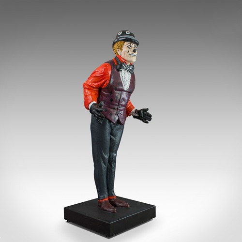 Life Size, Vintage, Clown, Statue, English, Plaster, Day of the Dead, mid C20th