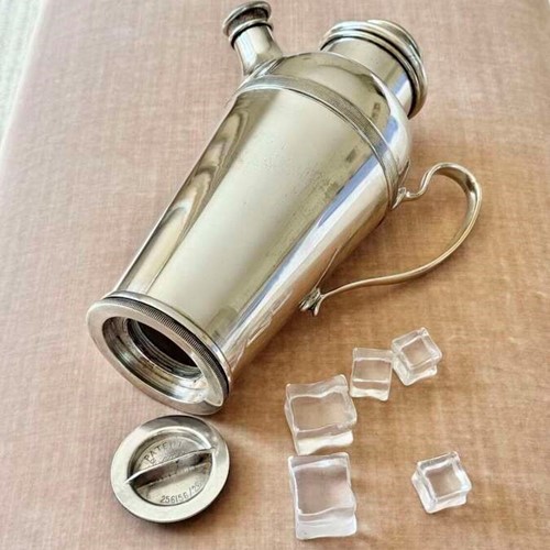 Rare Hidden Ice Chamber silver plated cocktail shaker C1930