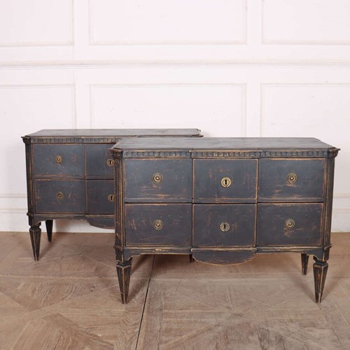 Pair of Swedish Breakfront Commodes