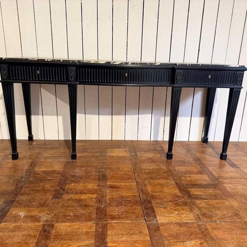 Ebonised walnut George III style marble top console table  England circa 1900