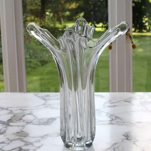 Very Tall Vannes French Art Glass Crystal Vase