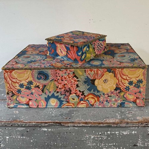 Pair of Art Deco Textile Covered Boxes French 20th Century
