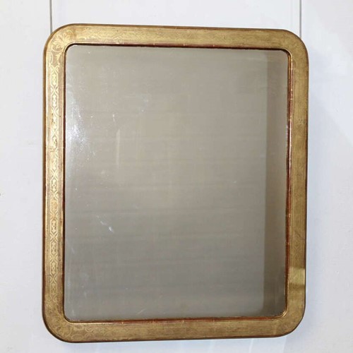 Antique French Gilt Mirror With Curved Corners