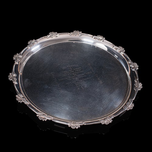Vintage Maritime Commemorative Salver, Display Tray, Engraved, Merchant Navy