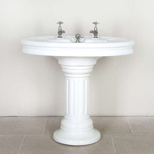 Early 20Th Century French Chateau Washbasin On Pedestal