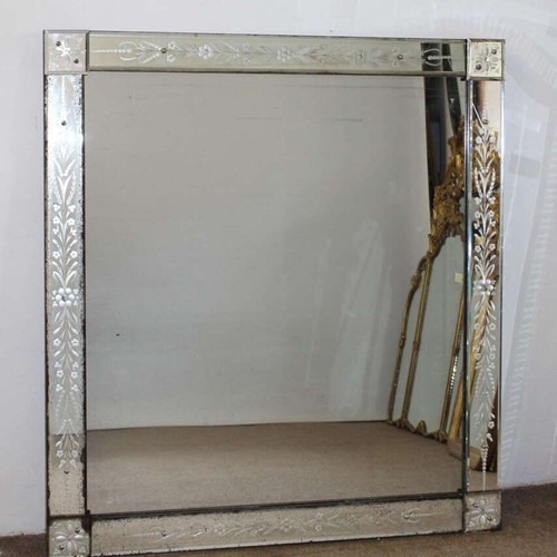 Antique Near-Square Venetian Mirror