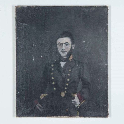 19th Century Oil Portrait of a Young Military Man