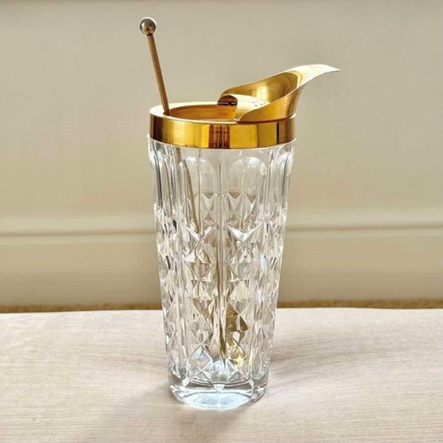 Gold Plated & Crystal Cocktail Mixing Jug By Val Saint Lambert C1950s