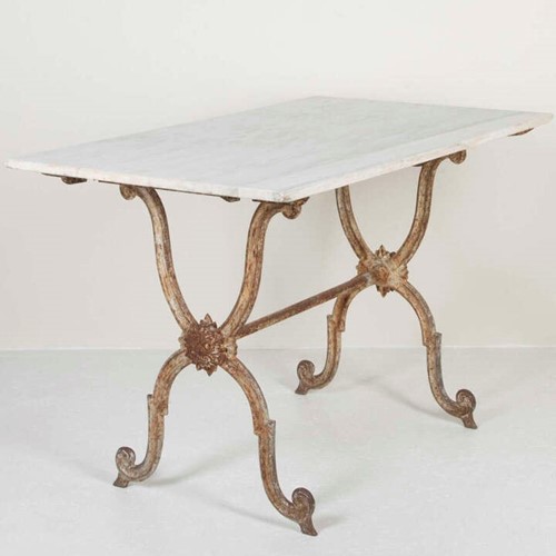 Late 19th Century Cast Iron and Marble Garden Table