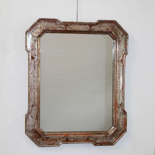 Antique Italian Mirror With Silverleafed Frame